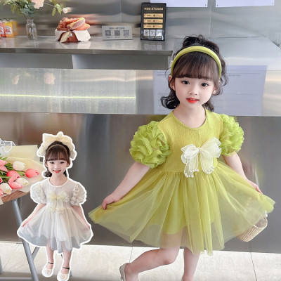 dress girls jeanice bow large pearls IDN 24 - dress anak perempuan (ONLY 2PCS)